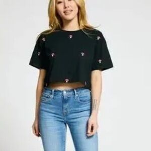 Organic generation embroidery mushroom 🍄 crop top size xsmall runs but b…